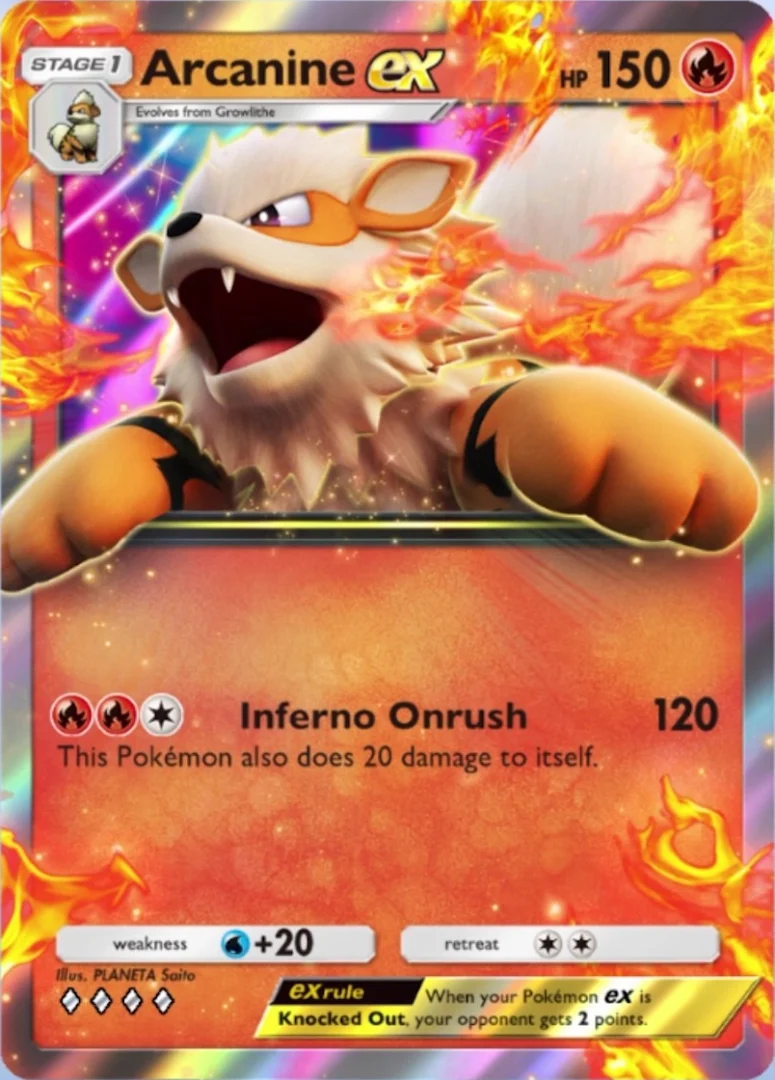 Arcanine ex A1 Genetic Apex from Pokemon TCG Pocket (preview)