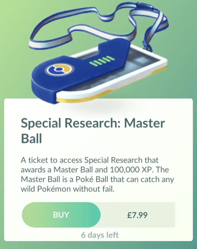 Example of a Special Research in Pokémon Go