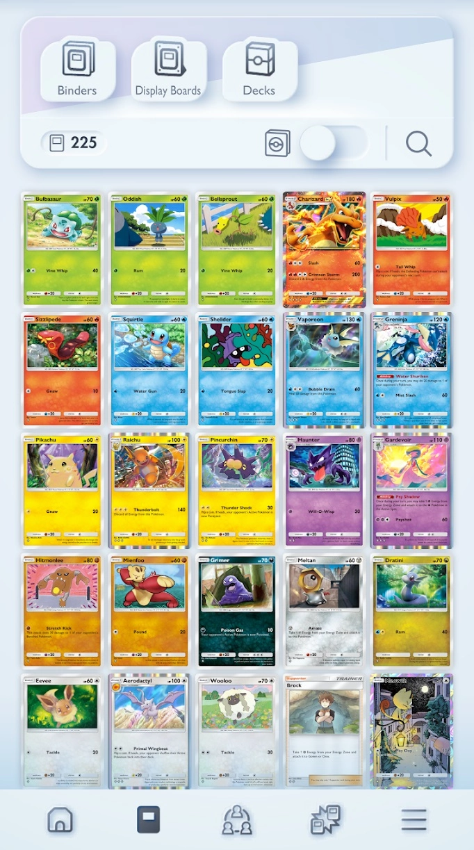 Card collection in Pokémon TCG Pocket